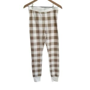 Old Navy High-Waisted Waffle Pajama Leggings Tan and White M